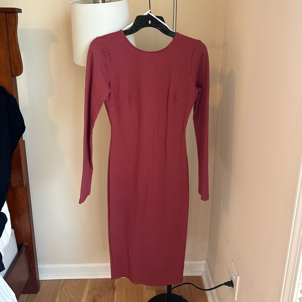 Lulu's Dusty Rose Long Sleeve Dress